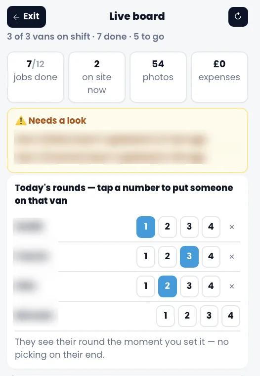 The live board for vans out on the road
