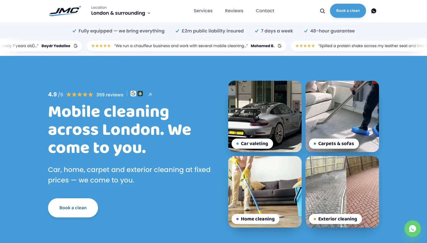 A booking website we built for a London cleaning company